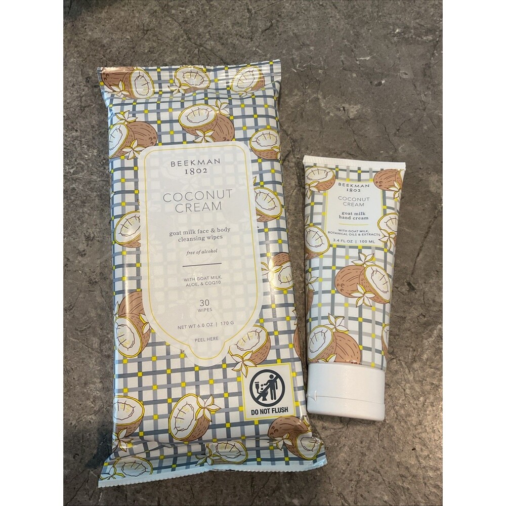 NIP Beekman 1802 Face Wipes 30ct & Goat Milk Hand Cream 3.4fl oz. Coconut Cream